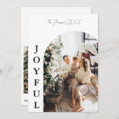 Moderne Boho boog Kerstmis familie foto vreugdevol Kaart (Voorkant / Achterkant)