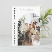 Moderne Boho boog Kerstmis familie foto vreugdevol Kaart (Staand voorkant)