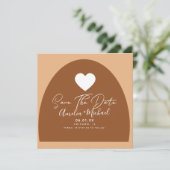 Moderne Boho Boog Organische Vorm Hart Save the Da Kaart (Staand voorkant)
