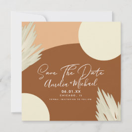 Moderne Boho Boog Organische Vormen Tan Save the D Kaart