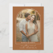 Moderne Boho Boog Save The Date met foto (Voorkant)