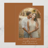 Moderne Boho Boog Save The Date met foto (Voorkant / Achterkant)