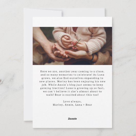 Moderne boho boog vreugdevolle vier foto kerst feestdagenkaart (Achterkant)