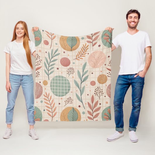 Moderne Boho Botanisch | Minimalistisch & Geometri Fleece Deken (In situ)
