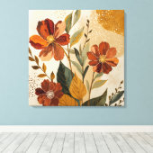 Moderne Boho Botanische Abstracte Wandkunst Canvas Afdruk (Insitu (Houten vloer))