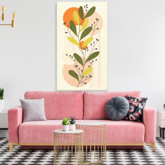 Moderne Boho, Botanische en Geometrische Art Style Canvas Afdruk
