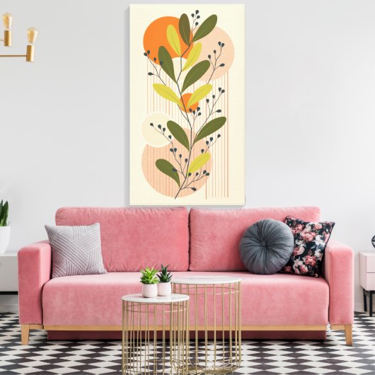 Moderne Boho, Botanische en Geometrische Art Style Canvas Afdruk (Insitu (Woonkamer))
