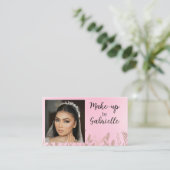 Moderne Boho Botanische Foto Script Zachte Roze Visitekaartje (Staand voorkant)