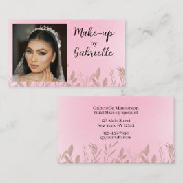 Moderne Boho Botanische Foto Script Zachte Roze Visitekaartje
