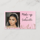 Moderne Boho Botanische Foto Script Zachte Roze Visitekaartje (Voorkant)