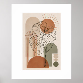 Moderne Boho Botanische Monstera Blad Poster