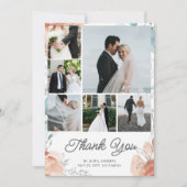 Moderne boho botanische multi fotocollage bruiloft bedankkaart (Voorkant)