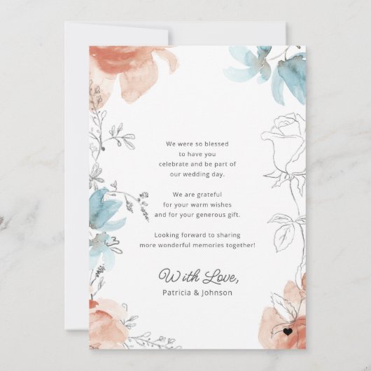 Moderne boho botanische multi fotocollage bruiloft bedankkaart (Achterkant)