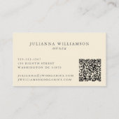 Moderne Boho Botanische Vintage Zwart Wit QR Visitekaartje (Achterkant)