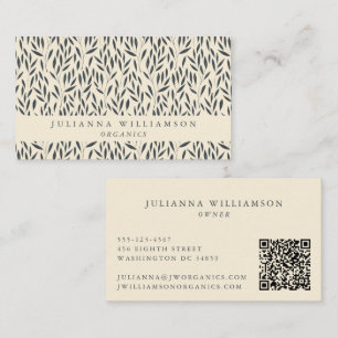 Moderne Boho Botanische Vintage Zwart Wit QR Visitekaartje