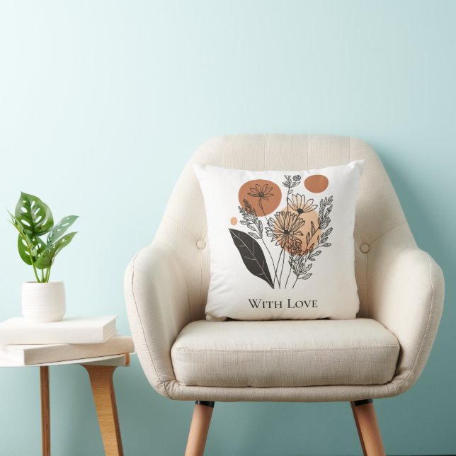 Moderne Boho Botanische Wilde Bloem Accent Kussen (Stoel)