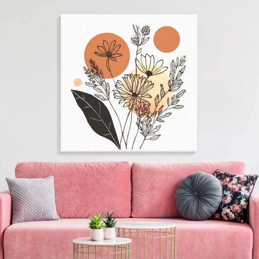 Moderne Boho Botanische Wilde Bloemengalerij Wrap  Canvas Afdruk (Insitu (Woonkamer))