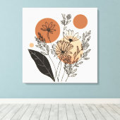Moderne Boho Botanische Wilde Bloemengalerij Wrap  Canvas Afdruk (Insitu (Houten vloer))