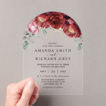 Moderne Boho Bourgogne Rood en Goud Bloemen Huweli