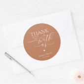 Moderne Boho Bruiloft Cute Hart Bedankt Cadeaus Ronde Sticker (Envelop)