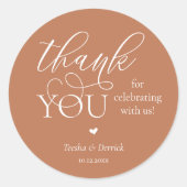 Moderne Boho Bruiloft Cute Hart Bedankt Cadeaus Ronde Sticker (Voorkant)