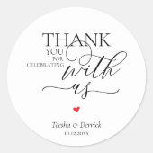 Moderne Boho Bruiloft Cute Hart Bedankt Cadeaus Ronde Sticker (Voorkant)
