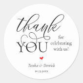 Moderne Boho Bruiloft Cute Hart Bedankt Cadeaus Ronde Sticker (Voorkant)