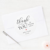 Moderne Boho Bruiloft Cute Hart Bedankt Cadeaus Ronde Sticker (Envelop)