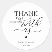 Moderne Boho Bruiloft Schattige Hart Bedankt Cadea Ronde Sticker (Voorkant)