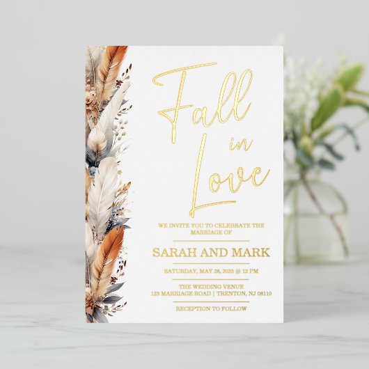 Moderne Boho bruiloft uitnodiging | Echt (Staand Voorkant)