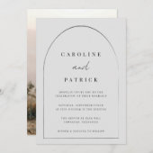 Moderne Boho bruiloft uitnodiging in grijs (Voorkant / Achterkant)