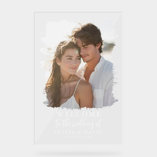 Moderne Boho bruiloft welkom foto teken Acryl Bord (Voorkant)