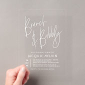 Moderne & Boho Brunch & Bubbly Bruiloftsborrel Acryl Uitnodigingen (Insitu (Draagbaar))