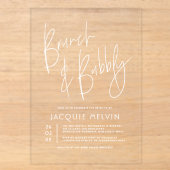 Moderne & Boho Brunch & Bubbly Bruiloftsborrel Acryl Uitnodigingen (Voorkant)