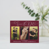 Moderne Boho Burgundy Foto's Trouw Save the Date (Staand voorkant)