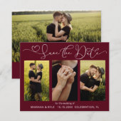 Moderne Boho Burgundy Foto's Trouw Save the Date (Voorkant / Achterkant)