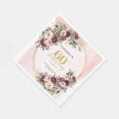 Moderne Boho Burgundy Gouden Bloem 60ste servetten (Hoek)