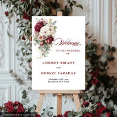 Moderne Boho Burgundy Stoel Poster voor Trouwfeest