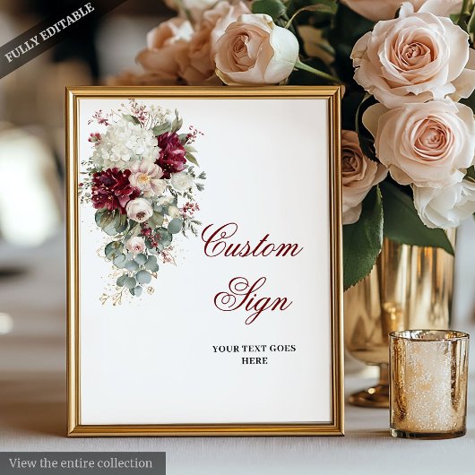 Moderne Boho Burgundy Witte Trouw Aangepaste Poste Poster
