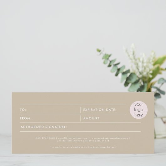 Moderne Boho Business Logo Cadeaubon (Staand voorkant)