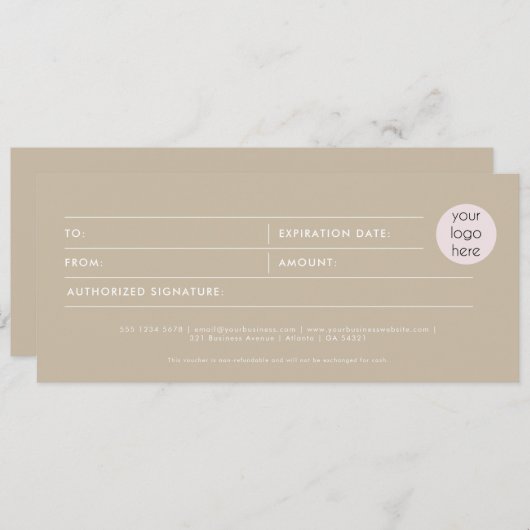 Moderne Boho Business Logo Cadeaubon (Voorkant / Achterkant)