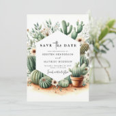 Moderne Boho Cactus bruiloft Save The Date (Staand voorkant)