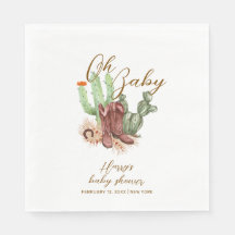 Moderne Boho Cactus Cowboy Schoenen Baby Shower 