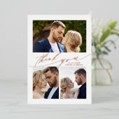 Moderne Boho Calligrafie 4 Foto Huwelijk Bedankt Folie Uitnodiging (Staand Voorkant)