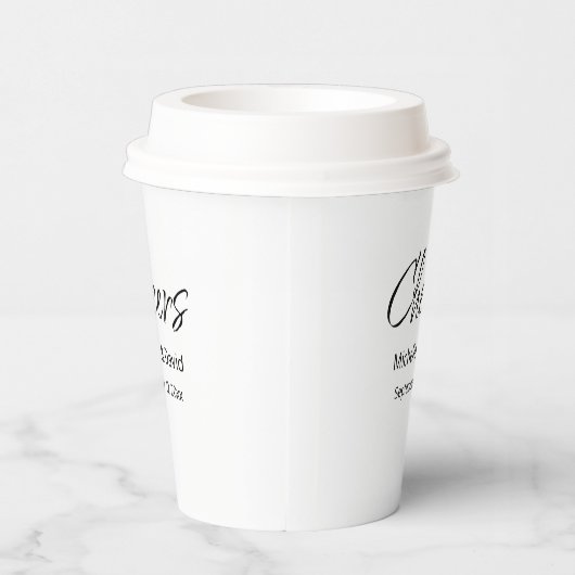 Moderne Boho Casual Script bruiloft receptie Papieren Bekers (Rechts)