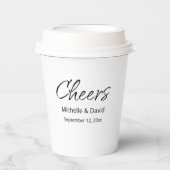 Moderne Boho Casual Script bruiloft receptie Papieren Bekers (Voorkant)