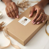 Moderne Boho Checkered Pattern Photo Business Vierkante Sticker