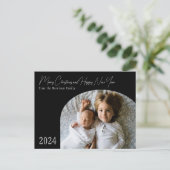 Moderne Boho Chic Arch Vakantie Kerstmis in Zwart Feestdagenkaart (Staand voorkant)