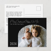 Moderne Boho Chic Arch Vakantie Kerstmis in Zwart Feestdagenkaart (Voorkant / Achterkant)