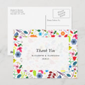 Moderne Boho Chic Bloemige Trouw Dank Je Briefkaart (Voorkant / Achterkant)